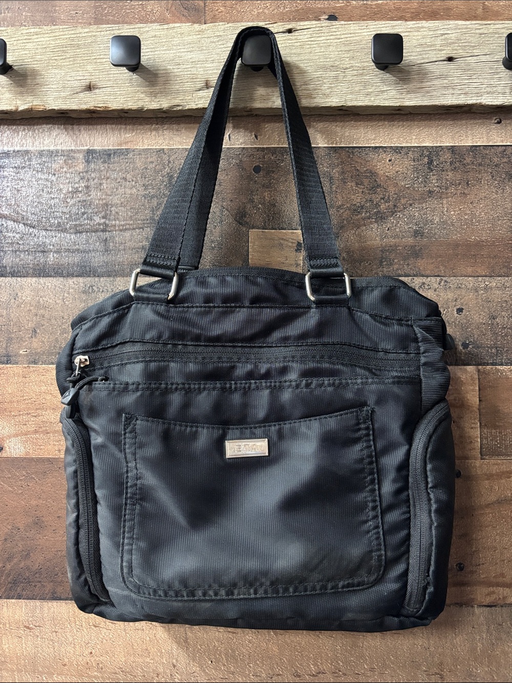 Black Shoulder Tote Bag by ETA - Everyday Lightweight Carryall